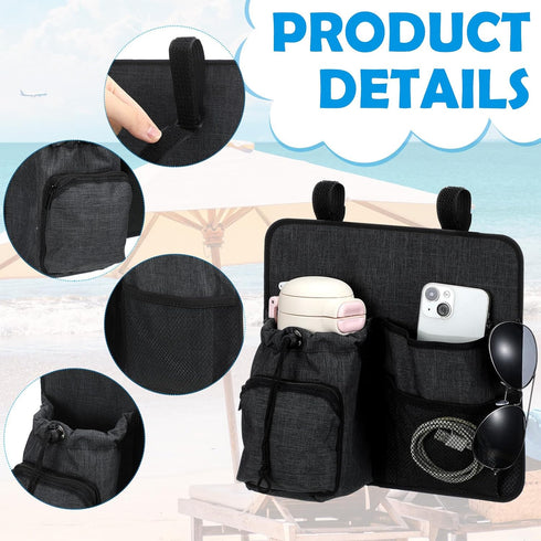 Cosblank 4 2 Beach Chair Cup Holder Attachment Nylon Chair Drink Holder Phone Water Bottle Holder Organizer Pockets
