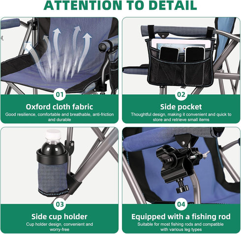 UDIYO 150Kg New Folding Fishing Chair with Rod Holder, Heavy Duty All Terrain Chair with Side Pocket, Cup Holder