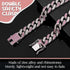LEIFIDE Dog Chain Collar Diamond Link Necklace for Small Medium Large Dogs Cats (Silver, Pink White, 12 Inch)