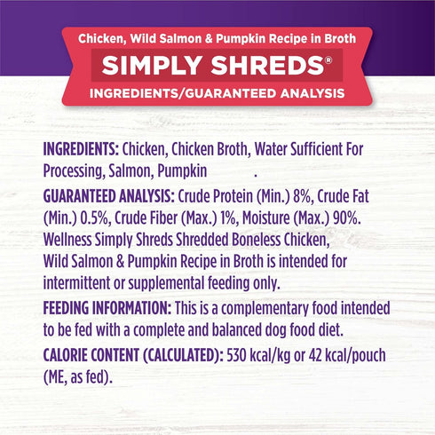 Wellness Natural Pet Food Simply Shreds Variety Pack, 2.8 Ounce Pouch (Pack of 12)