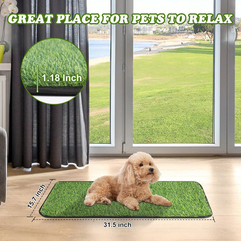 Washable(15.7''*31.5'') Artificial Grass Mat, Dog Grass Pee Pads, Fake Grass Pad for Pets Potty Training, Soft Grass
