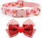 azuza Valentine's Day Dog Collar - Removable Bowtie with Pink Sparkly Hearts Pattern for Small Dogs