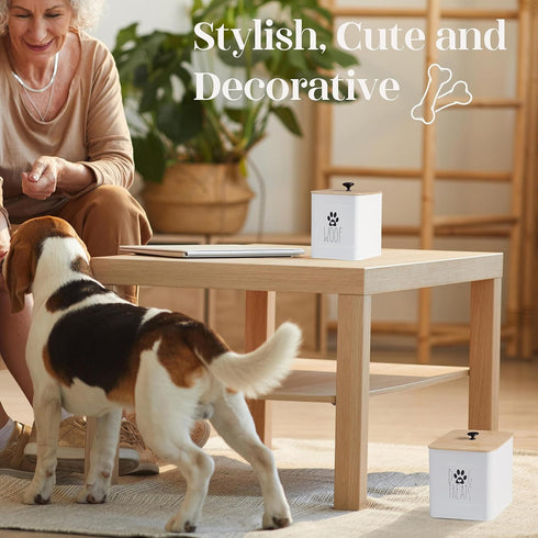 PERFNIQUE Dog Treat Container, Set of 2 Airtight Dog Treat Jars for Kitchen Counter, Pet Storage Canister
