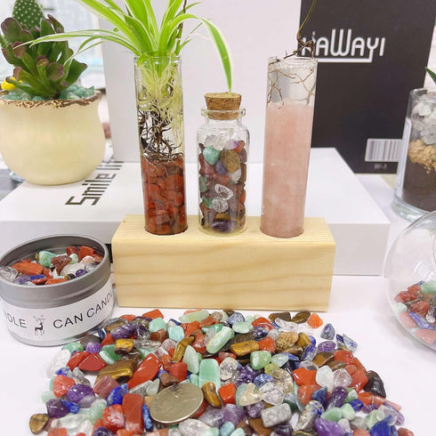 Decorative Tumbled Gravel, Chakra Colorful Crystals Chip, Polished Natural Gem Aquarium Gravel Rocks 100g.