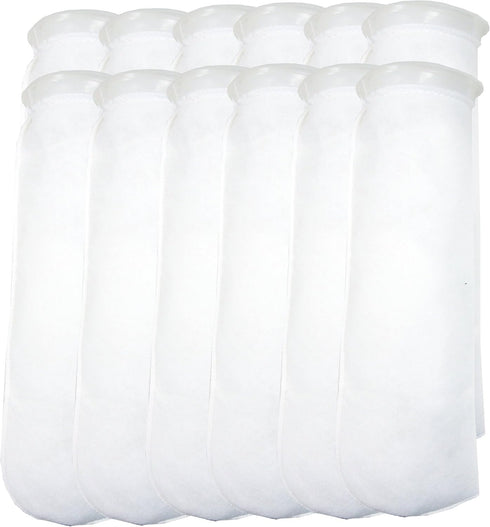12 Pack - 4 Inch Ring Filter Socks, 200 Micron Aquarium Felt Filter Bags, Long Version