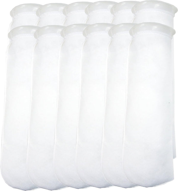 12 Pack - 4 Inch Ring Filter Socks, 200 Micron Aquarium Felt Filter Bags, Long Version