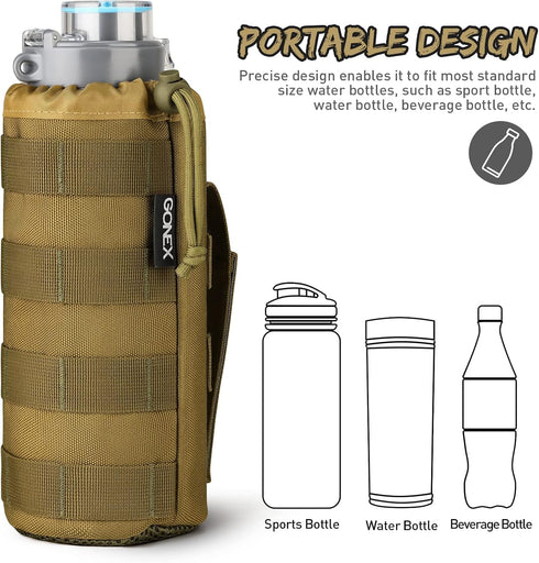 Gonex Tactical MOLLE Water Bottle Pouch, Drawstring Open Top & Mesh Bottom Hydration Carrier