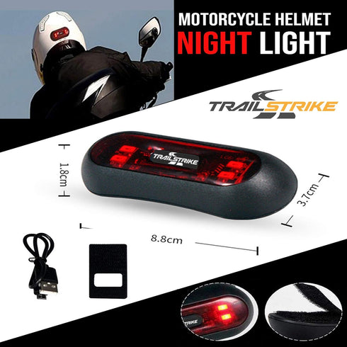 Trailstrike LED Red Rear Helmet Light for Motorcycle, Rechargeable Safety Lamp with USB Cable, TS-101-A