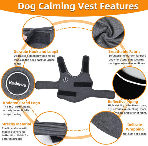 Dog Anxiety Jacket, Skin-Friendly Calming Shirt for Thunder, Fireworks, Vet Visits, and Separation - Anti Anxiety Vest