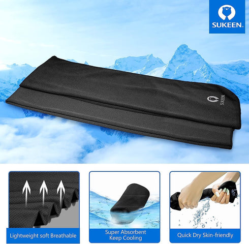 Sukeen 4Pack Cooling Towel (40"x12") for Neck and Face, Soft & Breathable Chilly Sports Towel, Quick-drying Sweat Absorbing Cooling Neck Wraps with Cooling Tech. for Yoga, Sport, Running, Workout by Sukeen