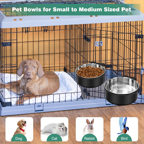 2 Pack No Spill Dog Crate Water Bowl, Hanging Kennel Bowls for Pet Cage Accessories
