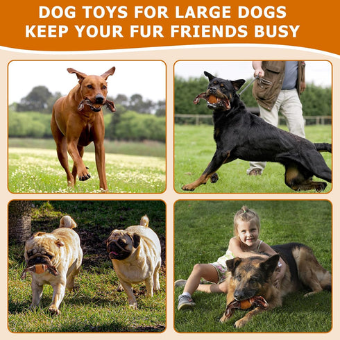 Dog Chew Toys for Aggressive Chewers, Indestructible Interactive Toys for Large/Medium Breeds, Bacon Flavor