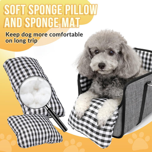 11lbs SlowTon Console Dog Car Seat - Portable Dogs Armrest Booster Seat for Small Dog, Anti-Collapse Pet Car Seat
