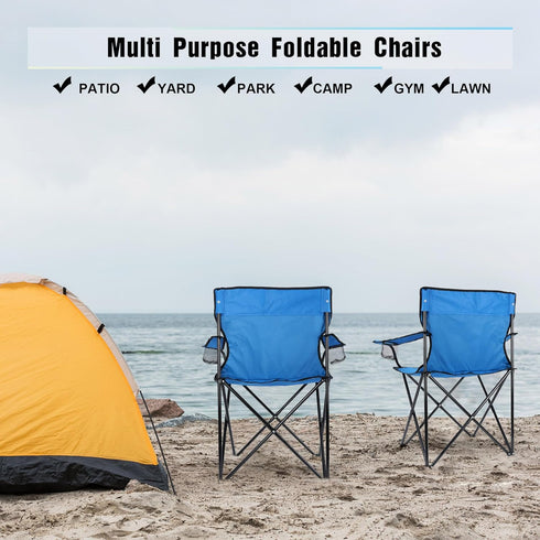 Set 2, 275lbs HaSteeL Foldable Camping Chair of Folding Camp Chairs & Carrying Bags for Adults, Portable for Lawn