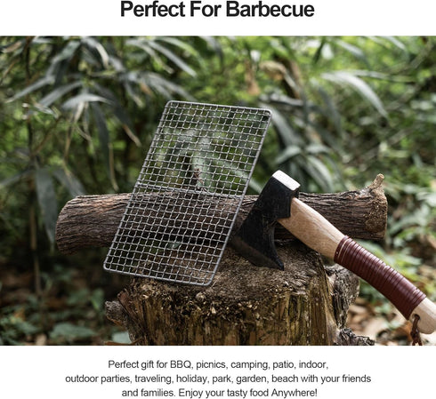 iBasingo Mini Outdoor Titanium Grill Mesh Net, Ultralight Baking Cooling Rack for Camping and Travel