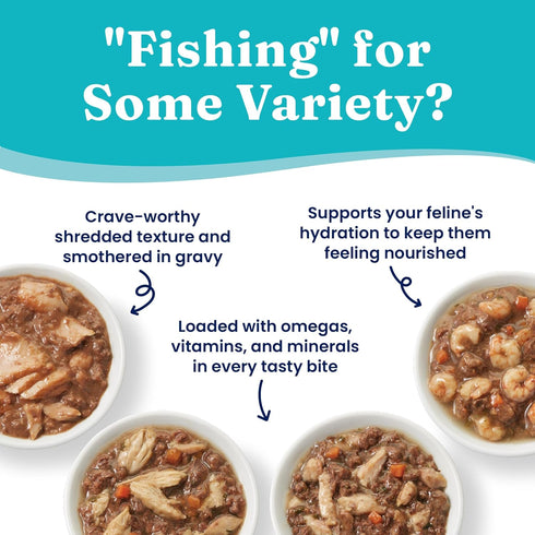 Solid Gold Wet Cat Food Shreds in Gravy, Canned Variety Pack with Real Tuna, 12ct/3oz Can