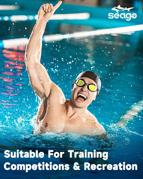 Swimming Seago Racing Swim Goggles for Adult Men and Women, Goggles with Silicone Material Clear Vision No Leak Anti