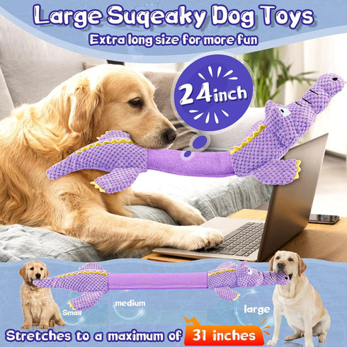 WOWBALA Interactive Tug of War Dog Toys for Small to Large Breeds-Squeaky Plush Puppy Toys with Crinkle Paper, Stuffed