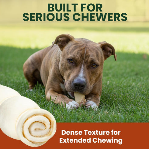 5 Pack 6 Inch Beef Cheek Rolls for Dogs Digestible Rawhide Alternative Chews, Long Lasting Dental Treats, Single
