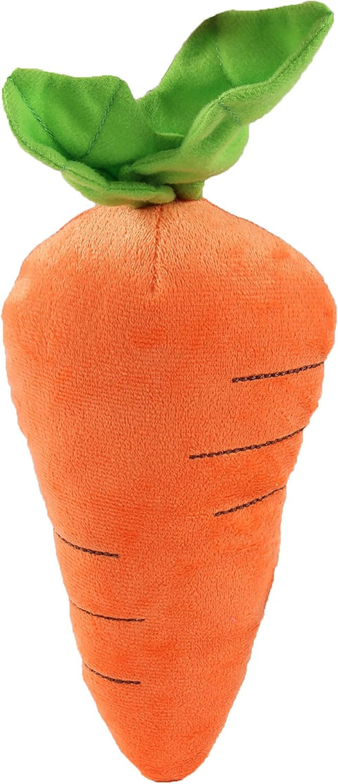 Pet Lou Durable Plush Dog and Cat Toy, Multi-Squeaks and Crinkle Paper (Orange, 8-Inch Carrot)