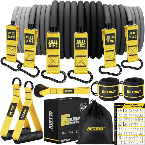 Heavy Exercise Bands Resistance Bands Set, 300lbs Fitness Workout Bands with Handles, Home Gym Equipment