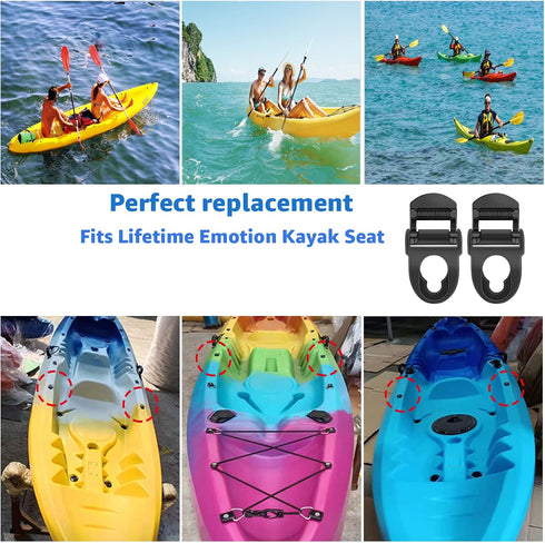 Kayak Seat Repair Kit with Seat Clips and Hooks, 4 Sets in Black for Lifetime Emotion Pack