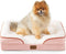 Bedsure Small Orthopedic Dog Bed, Washable Bolster Sofa Bed for Small Dogs, Supportive Foam, Pink, Waterproof Lining