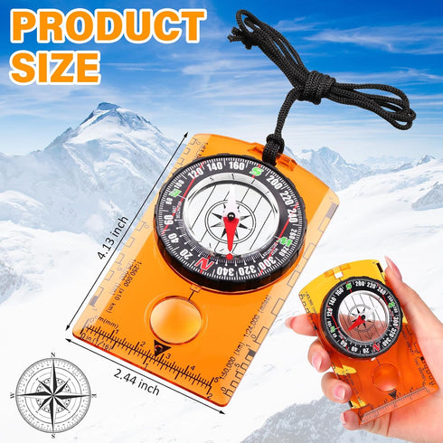 Geiserailie 20 Pcs Orienteering Compass, Navigation Backpacking Compass for Kids, Hiking, Survival, Orange