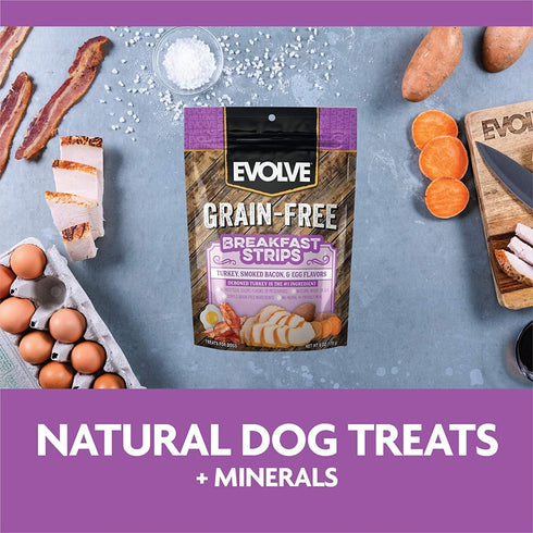 Evolve Grain Free Turkey, Bacon and Egg Flavored Dog Treats, 6oz Pack