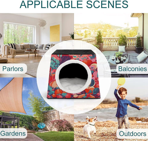 ZGHQHCDRH Stylish and Durable Small Pet Beds, Colorful Food Patterns Printing and Pet Tents are Perfect for Pet Play