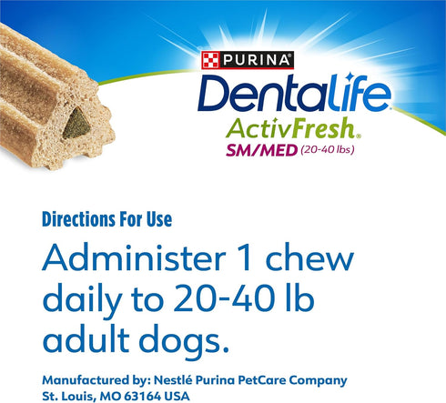 Pack 3 20-40 lbs., 22.5 oz. 30 each/90 30 DentaLife ActivFresh of Dog Chews for Small and Medium Dogs Dental Chews