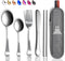 Portable Travel Silverware Set with Case, 5 Pcs Stainless Steel Flatware Set for Camping, Lightweight and Easy to Travel