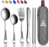Portable Travel Silverware Set with Case, 5 Pcs Stainless Steel Flatware Set for Camping, Lightweight and Easy to Travel