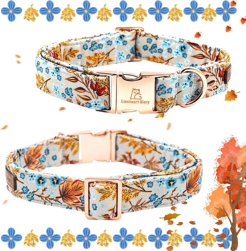 Lionheart Glory Premium Fall Dog Collar, Heavy Duty Adjustable Maple Leaf Design for Small Dogs