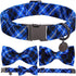 Dog Collar with Bow Tie, Cotton Bowtie Collar for X-Large Girl Boy Dog, Holiday Blue, Neck 16-26in.