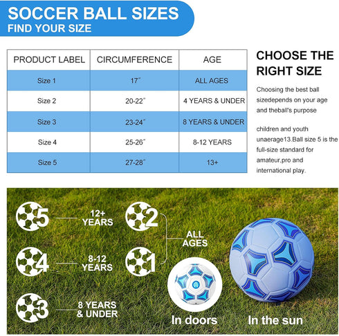 STEEFAN Soccer Ball - Size 3/4/5 for Kids Outdoor Play with Carry Net, Official Size Ball, Needles & Air Pump