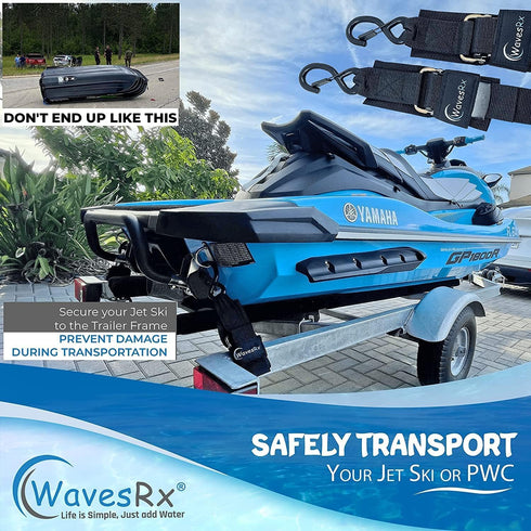 Jet Ski & PWC Trailer Transom Straps (2PK), 24" Adjustable Safety Straps for Secure Transportation