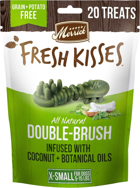 Fresh Kisses Natural Dental Chews Infused With Coconut For Tiny Dogs 5-15 Lbs - (Pack of 6) 20 ct. Bags by Merrick