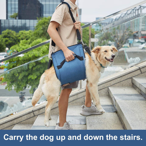 Dog Carry Sling, Emergency Backpack for Senior Dogs, Rehabilitation Lift Harness for Joint Injuries (L, Blue)
