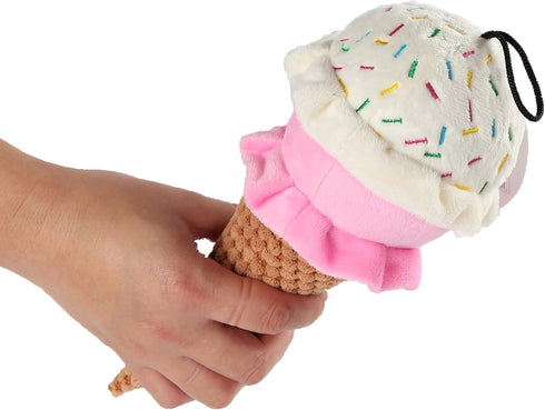 Pet Lou Durable Plush Dog Squeak Toy, 10-Inch Ice Cream