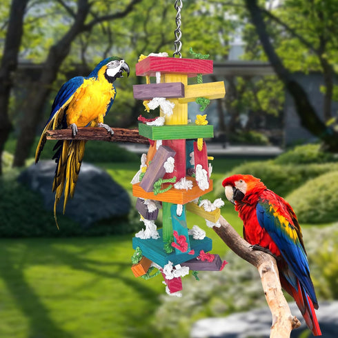 35" Extra Large Parrot Toys - Chewable Foraging Toys for Macaws, African Grey, Amazon Parrots - Durable Bird Cage