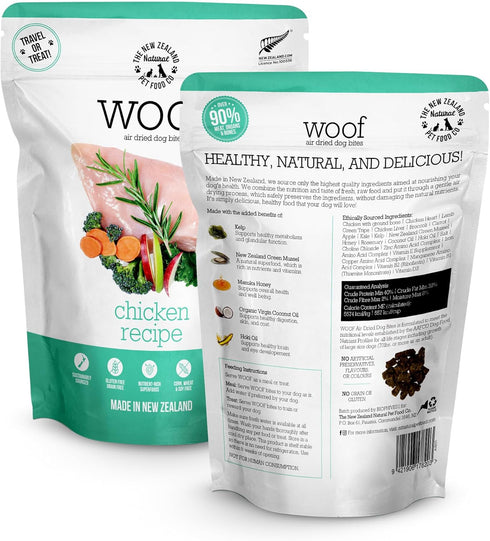 Woof - Air Dried Dog Food, Dog Food Toppers for Dry Food, High Protein, Natural Dog Food, Limited Ingredient Recipe Dry Dog Food, Chicken, 3.5 oz