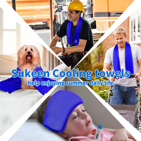 Sukeen Cooling Towel 4 Pack, 40"x12" Soft Microfiber Chilly Towels for Yoga, Sport, Gym, Camping, Fitness