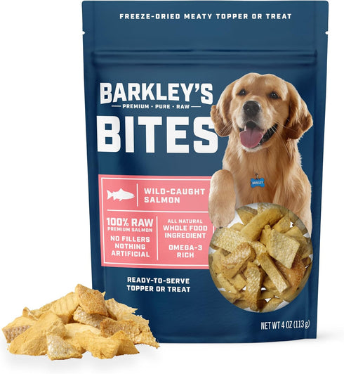 Barkleys Bag Salmon Bites, Freeze Dried Dog Treats and Food Topper, Made