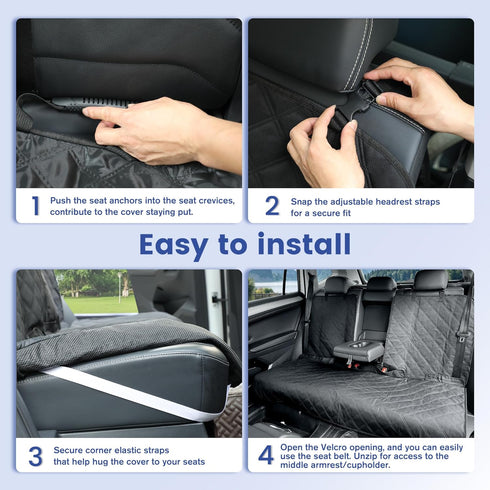 900D ALLANSING Back Seat Cover for Large SUVs/Trucks Rear Split Bench - Heavy-Duty Waterproof Non-Slip Car Seat