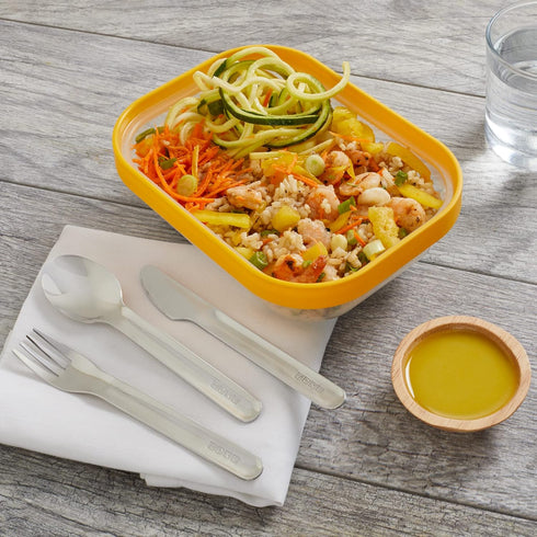 ZOKU Pocket Utensil Set - Charcoal Stainless Steel Fork, Knife & Spoon Nest in Hygienic Case for Travel