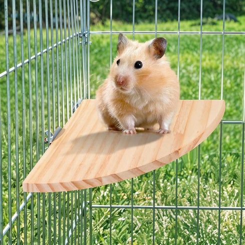 Trinkrittey 6.7 Inches Bird Perch Platform Stand Wooden Parrot Perch Corner Fan Shape Playground Cage Accessories
