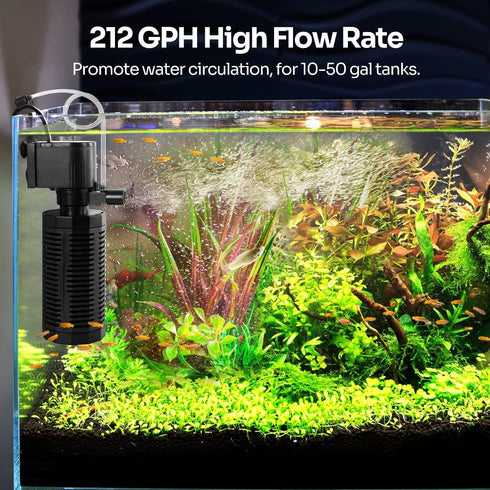 10-50 13W 212 Yaubay Aquarium Internal Filter for Gallon Tanks, Power Biochemical Sponge Fish Turtle Tank Filter