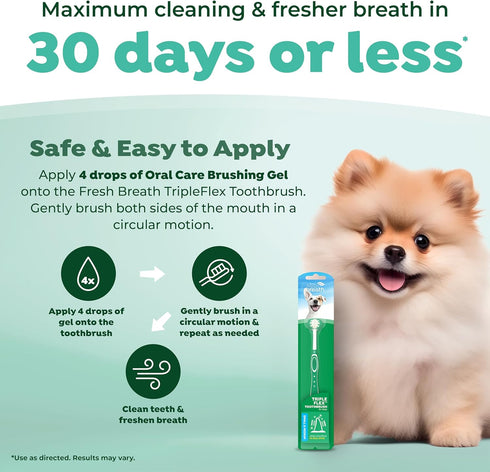 TropiClean Fresh Breath TripleFlex Toothbrush - 360-Degree Dog Dental Cleaning for Small & Medium Dogs