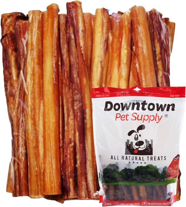 Downtown Pet Supply 12-inch Bully Sticks for Large Dogs, Pack of 8 - Rawhide Free Chews for Aggressive Chewers